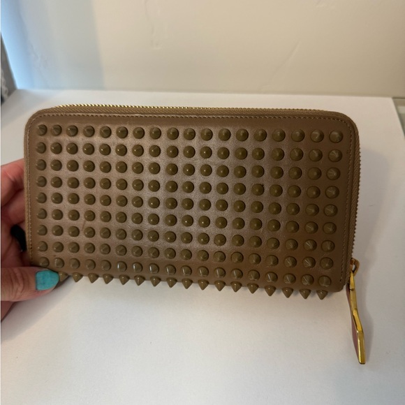 Christian Louboutin Tan Studded Wallet - Picture 1 of 8